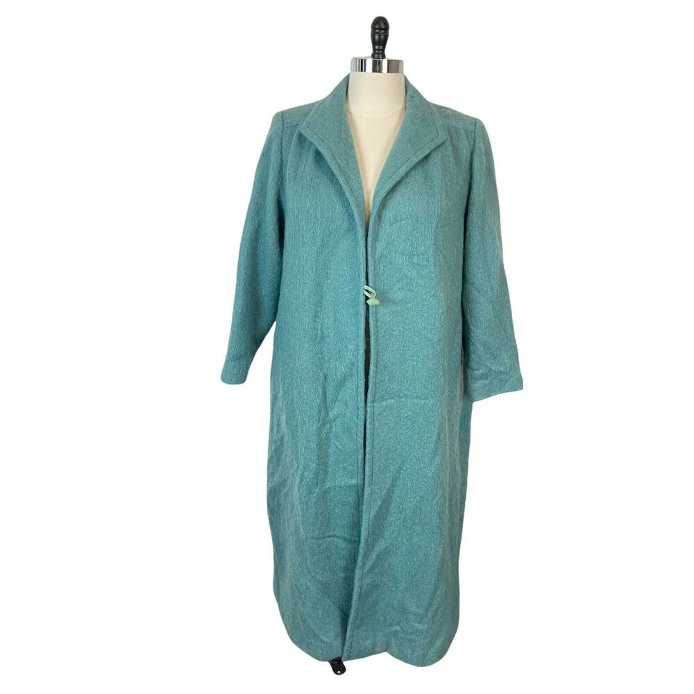 Mohair Blend Overcoat Vintage Dolores' Unique Designs Womens Blue Size 2X / 3X